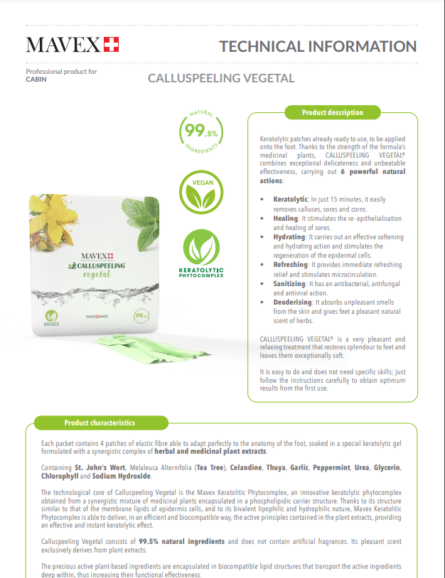 Technical information - Calluspeeling Vegetal